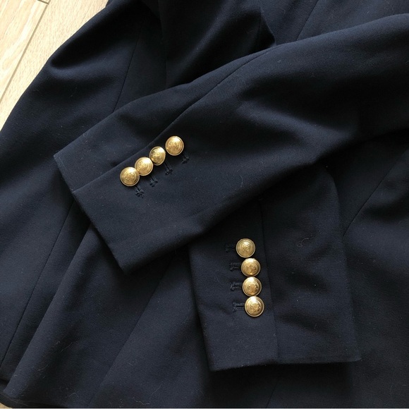 Zara Basic Navy Blue Gathered Shoulder Blazer - Picture 7 of 13